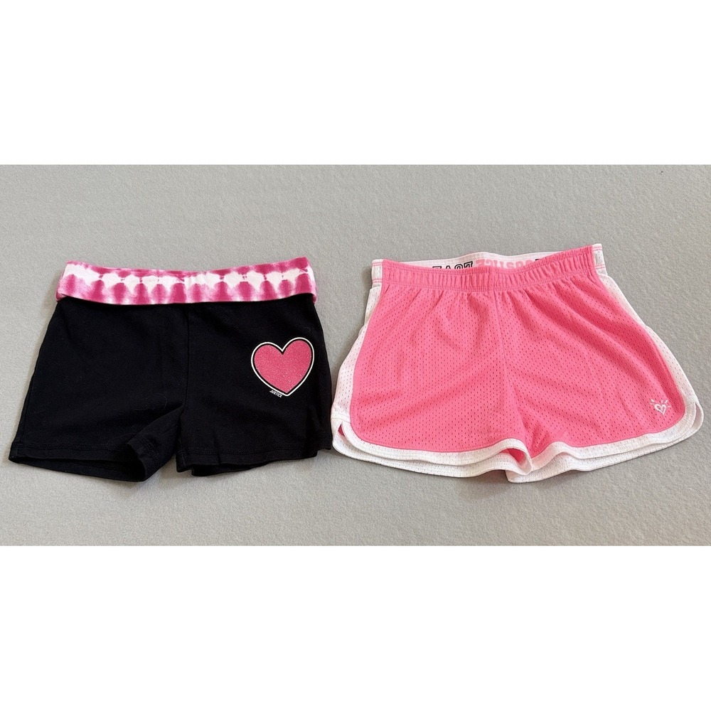 Justice Girls Shorts Size 10 Lot Of 2 Athletic Pink Black Foldover Tie Dye